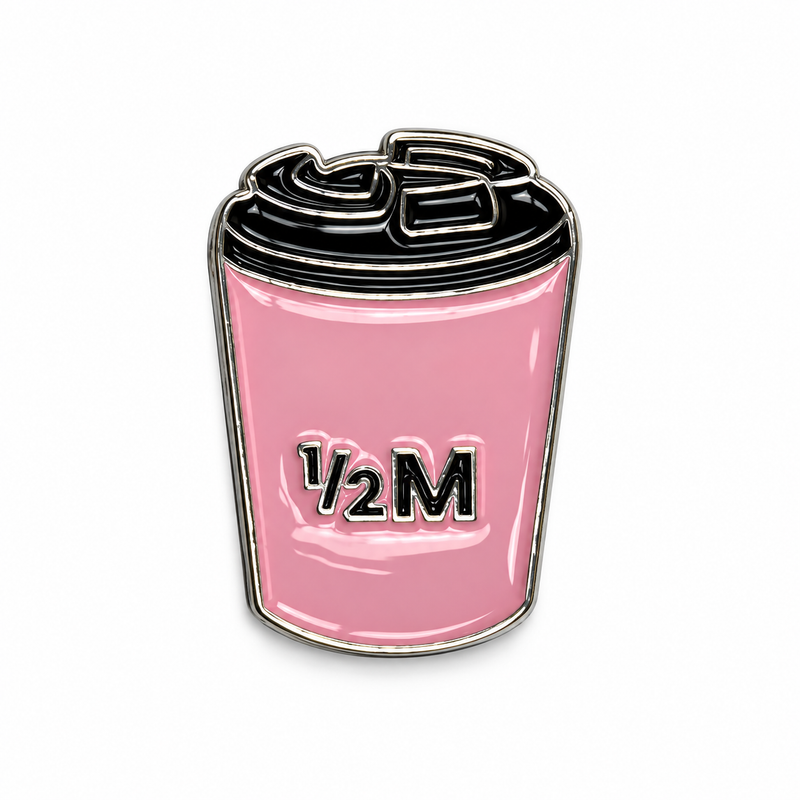 Pink Half-M Coffee Cup — Metal Phone Sticker