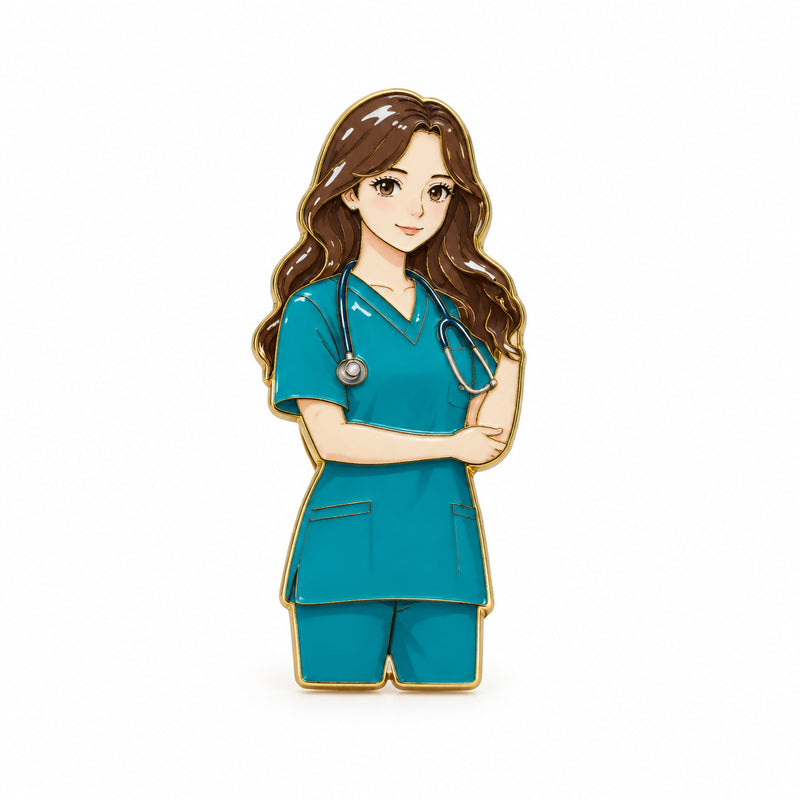 Blue Dress Doctor With Stethoscope - Metal Sticker
