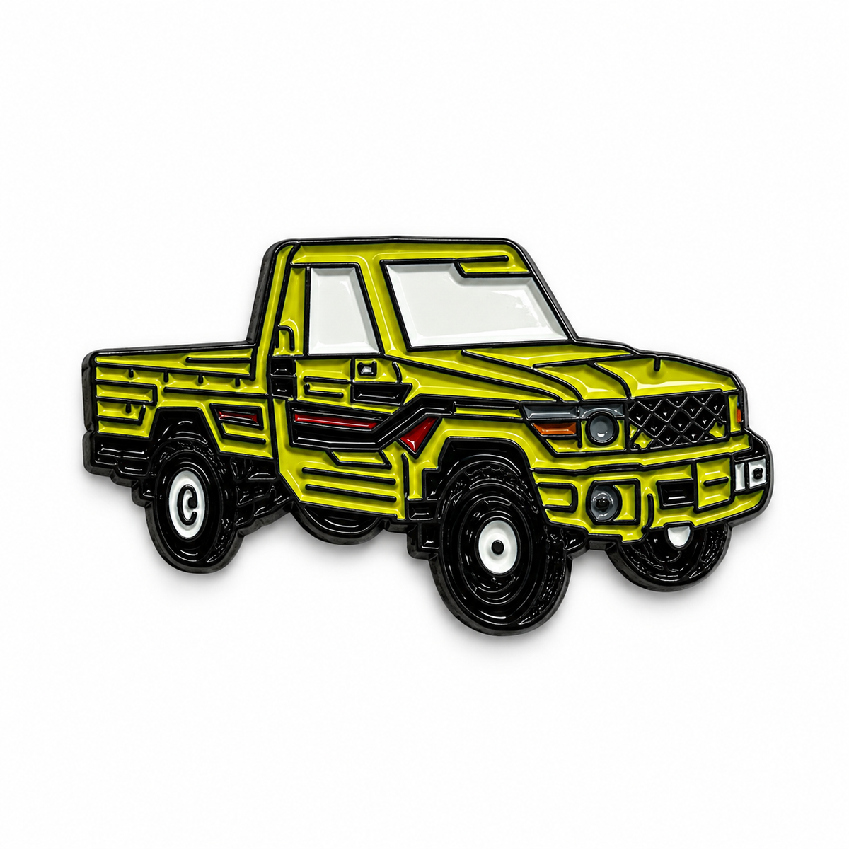 Yellow Off-Road Pickup — Metal Phone Sticker