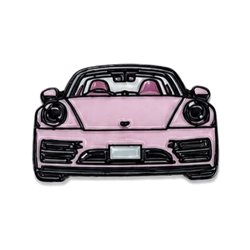 Pink Sports Car Front - Metal Sticker
