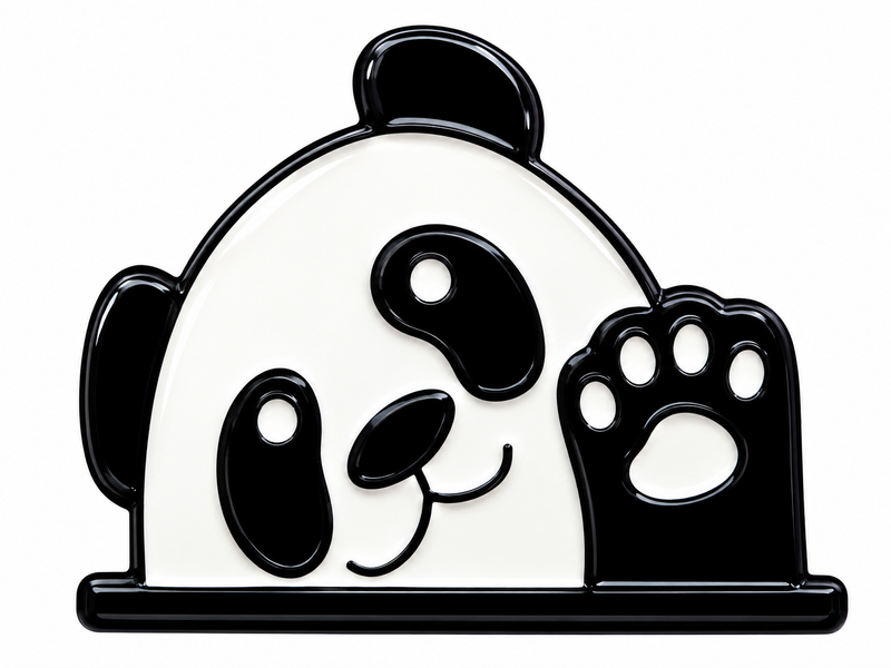 Cute Panda Waving Paw - Metal Sticker