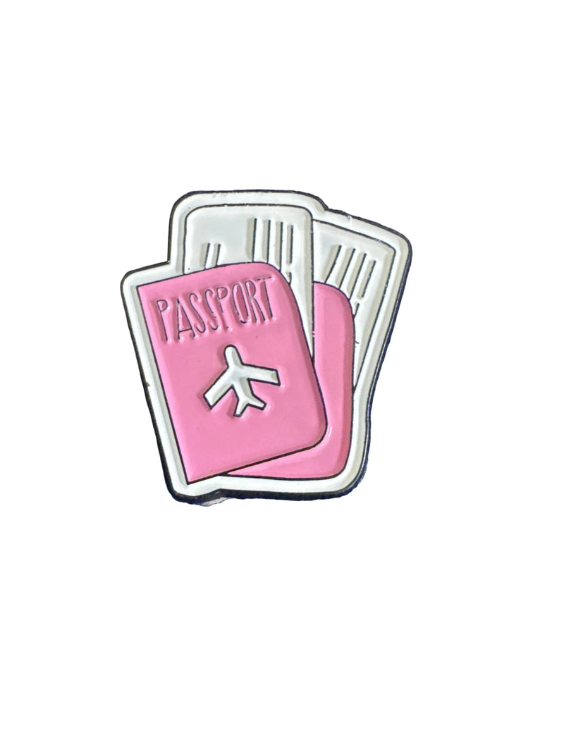 Pink Passport and Tickets - Metal Sticker