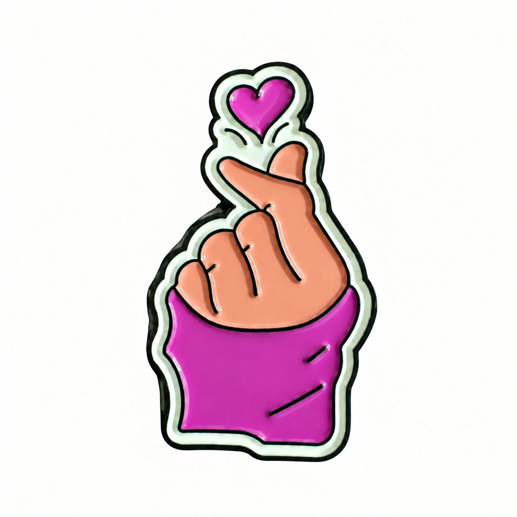 K Pop Finger Heart - Metal Sticker