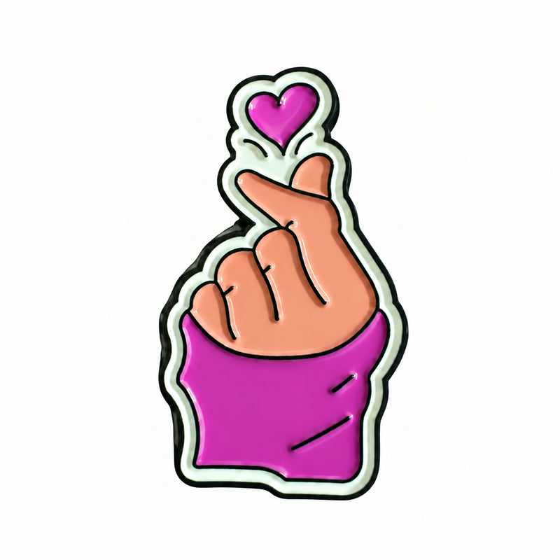 K Pop Finger Heart - Metal Sticker