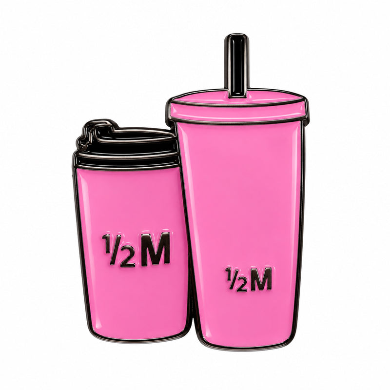Pink Half Million (½M) Glass and Coffee Cup - Metal Sticker