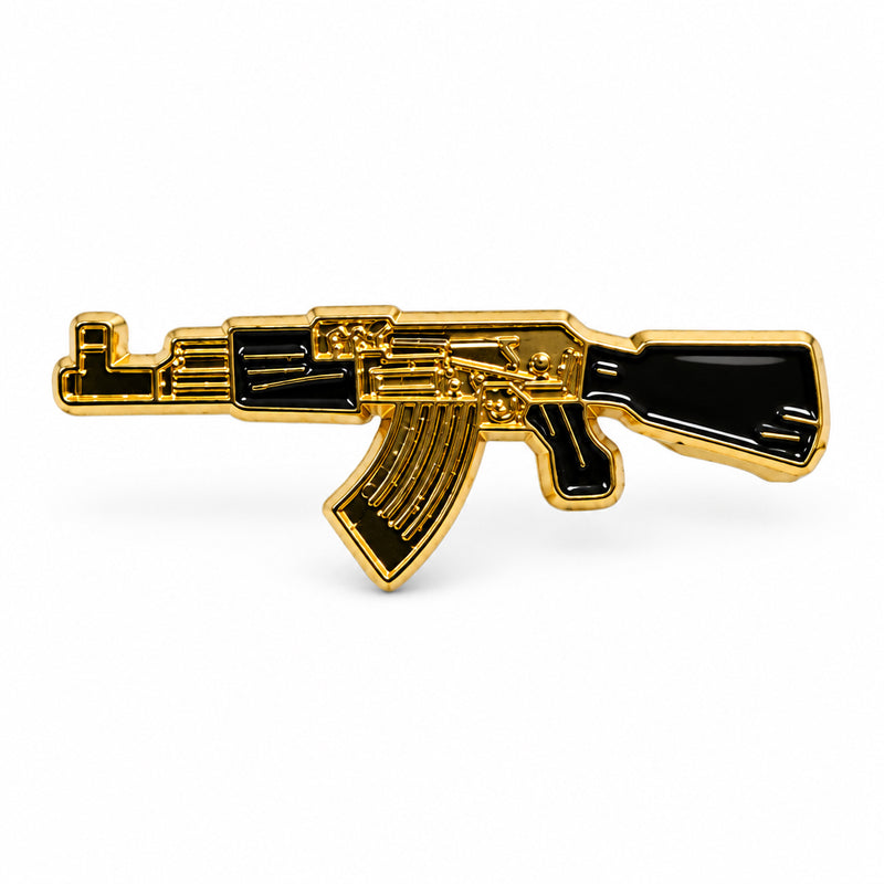 Gold AK47 Rifle Gun - Metal Sticker