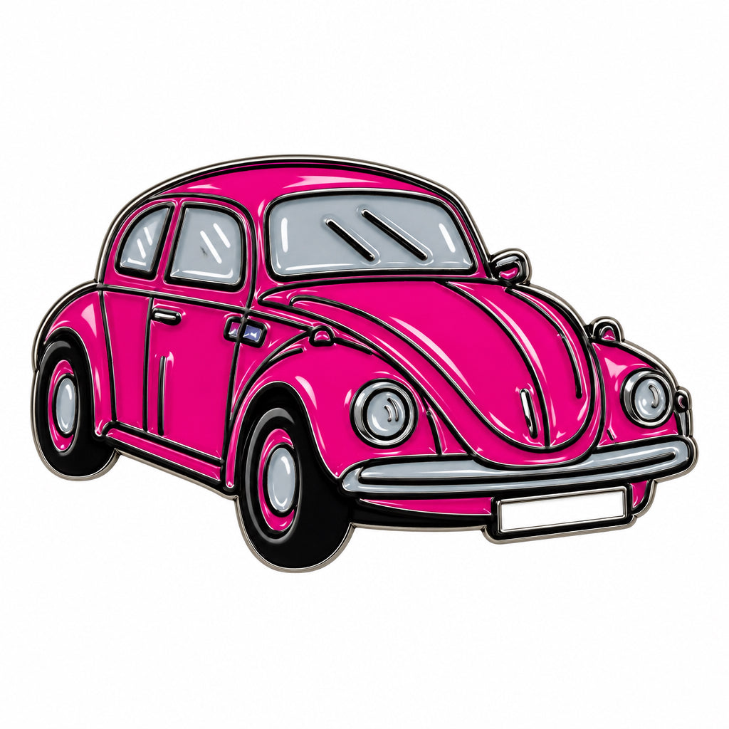 Pink Foxy Car - Metal Sticker