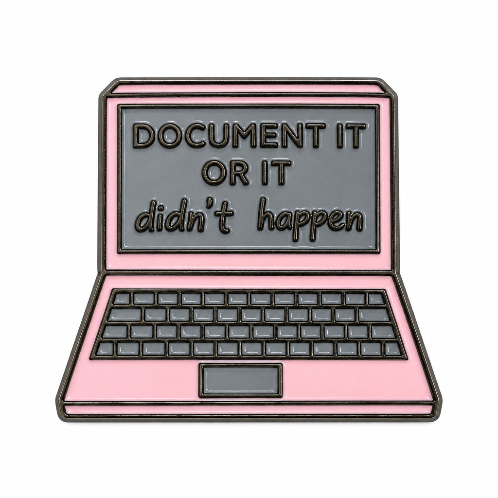 Pink Laptop Document it or it didn’t happen - Metal Stickers