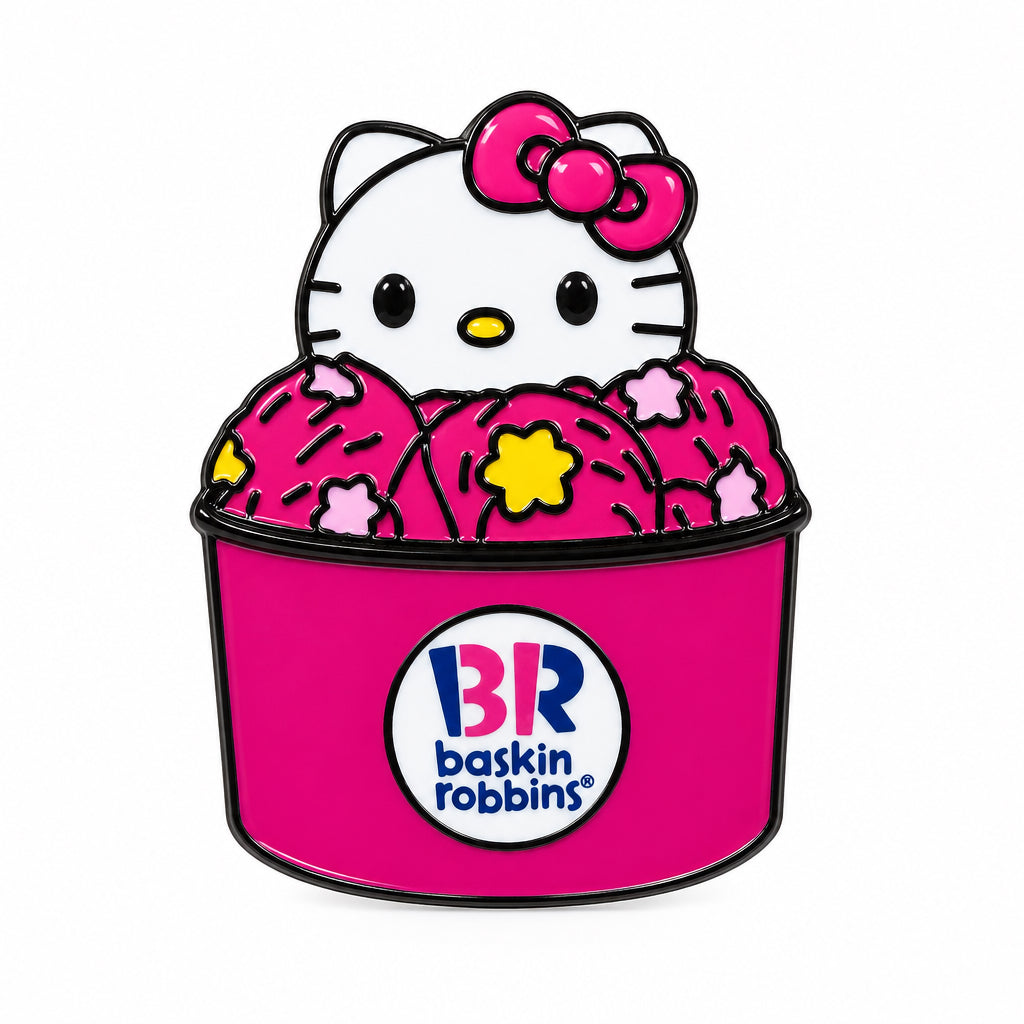 Hello kitty with Pink Baskin Robbins Ice Cream Cup - Metal Stickers