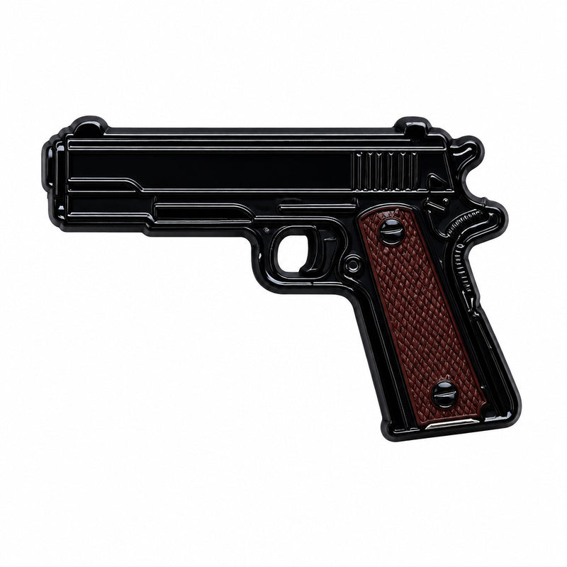 Black and Brown Pistol Gun - Metal Sticker