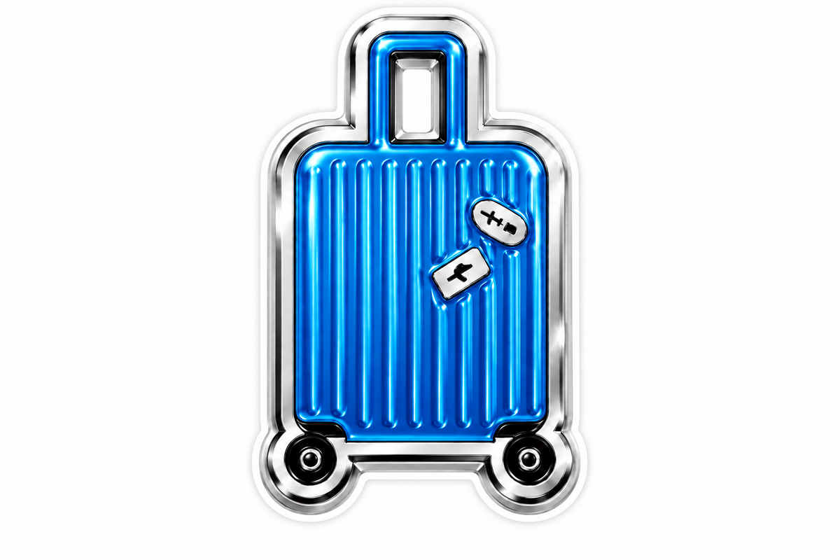 Blue Travel Bag - Metal Sticker