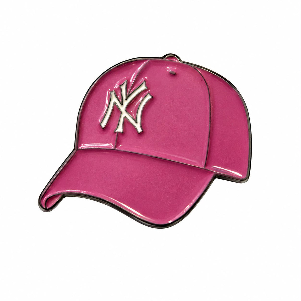 Light Pink NY Baseball Cap - Metal Sticker