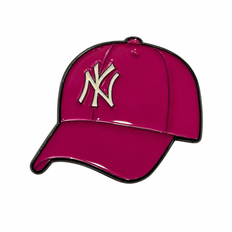 Pink NY Baseball Cap - Metal Sticker