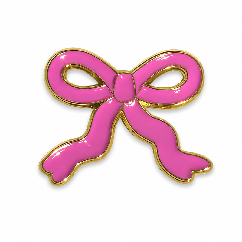 Pink Ribbon Bow - Metal Sticker