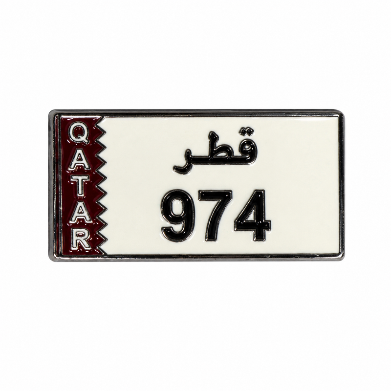 Qatar 974 License Plate - Metal Sticker