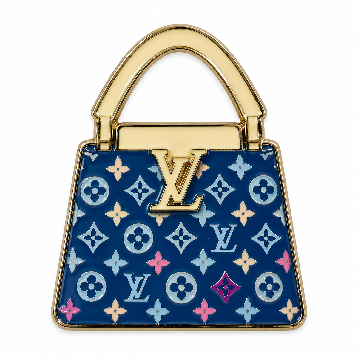 Blue LV Handbag — Metal Phone Sticker