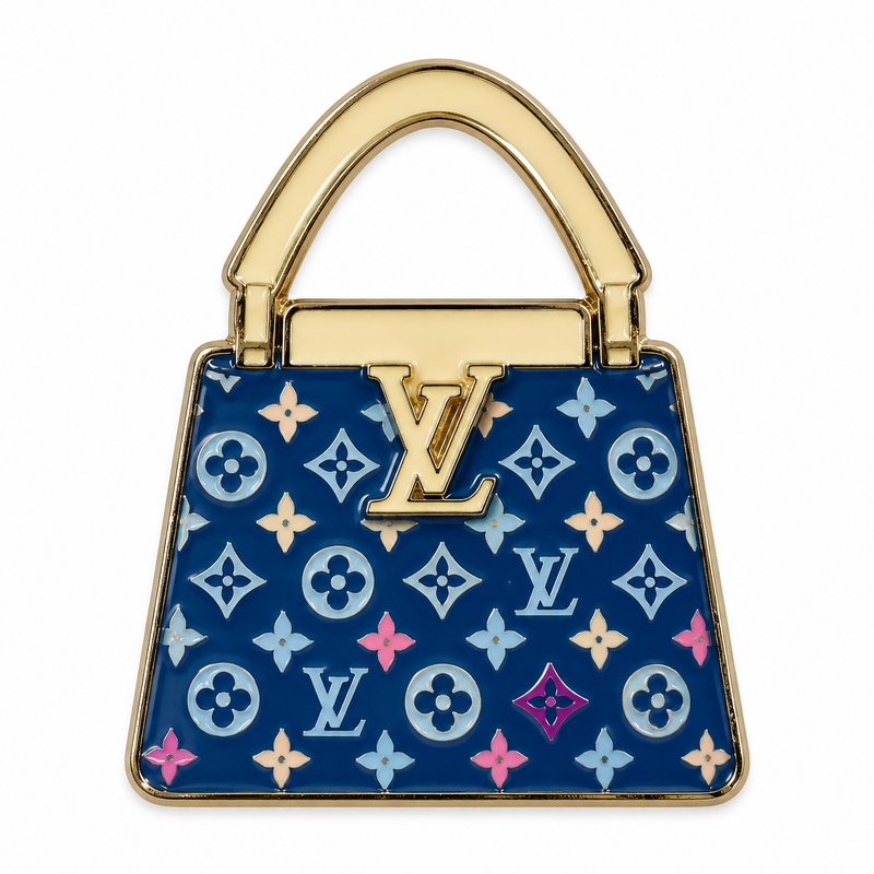 Blue LV Handbag — Metal Phone Sticker
