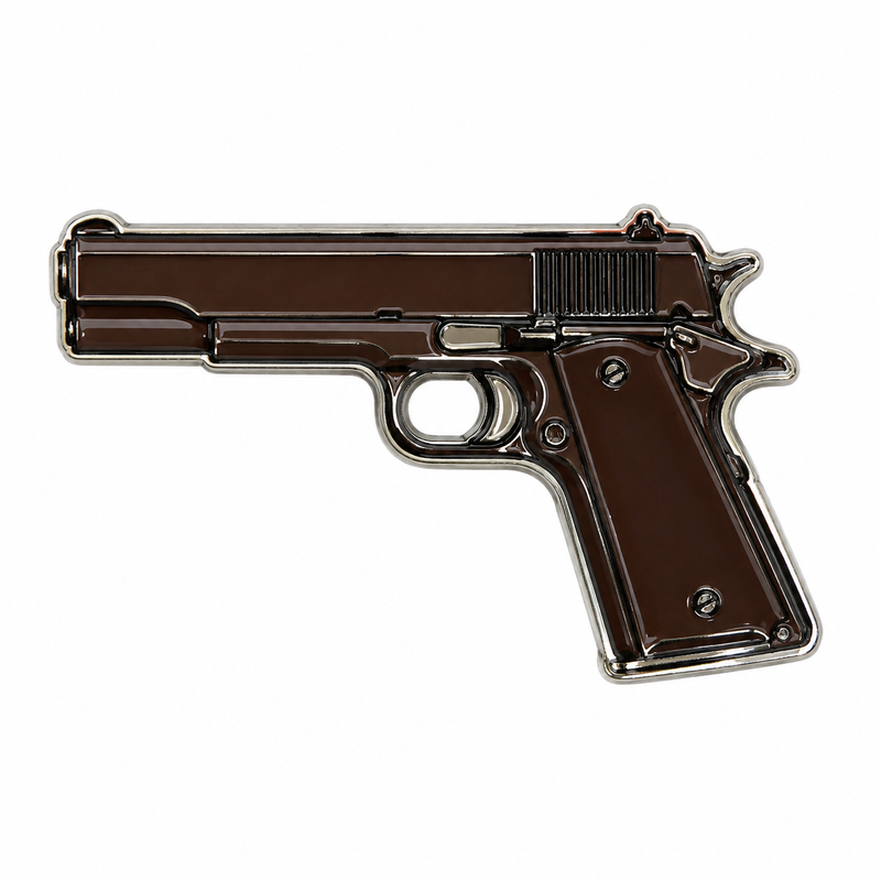 Brown Pistol Gun — Metal Phone Sticker