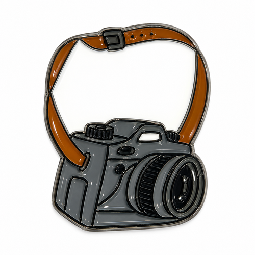 Camera Brown Strap — Metal Phone Sticker