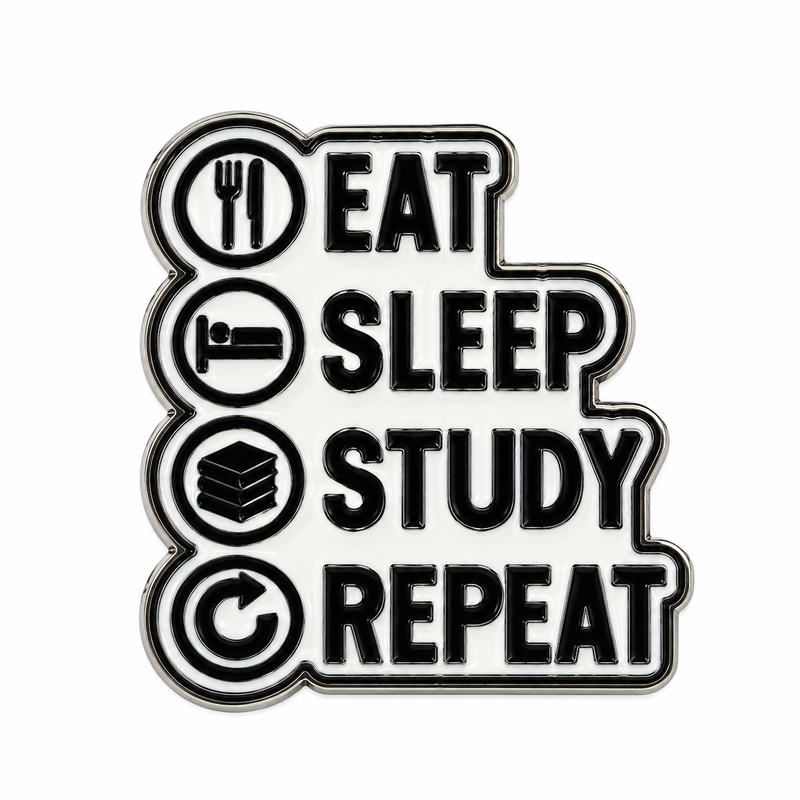 Eat Sleep Study Repeat — Metal Phone Sticker