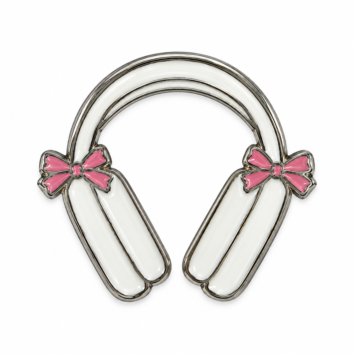 Headphones Pink Bows — Metal Phone Sticker