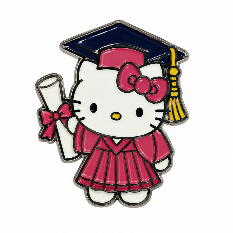 Hello Kitty Graduation Navy — Metal Phone Sticker
