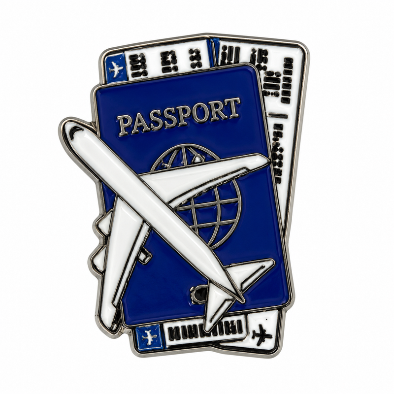 Passport And Airplane — Metal Phone Sticker