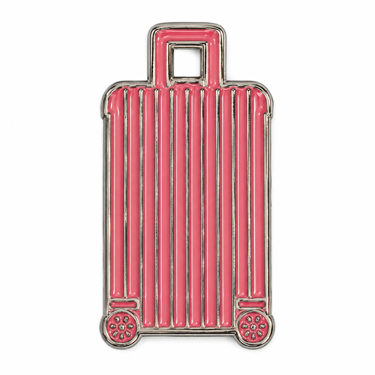 Pink Ribbed Suitcase — Metal Phone Sticker