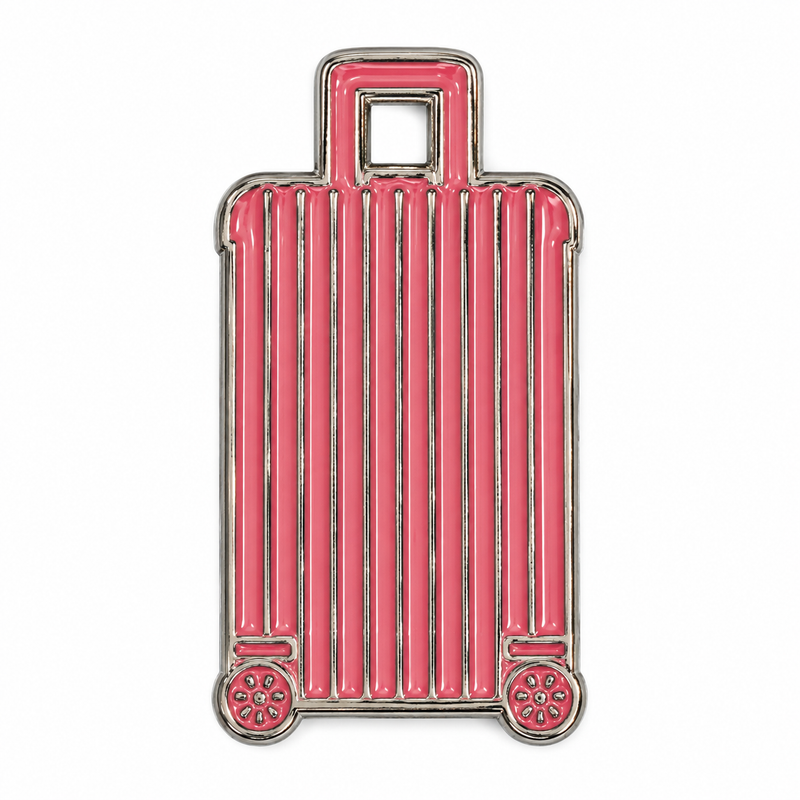 Pink Ribbed Suitcase — Metal Phone Sticker