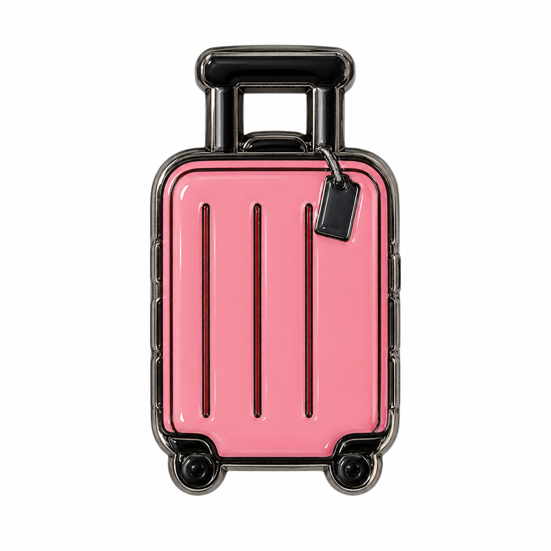 Pink Suitcase Tag — Metal Phone Sticker