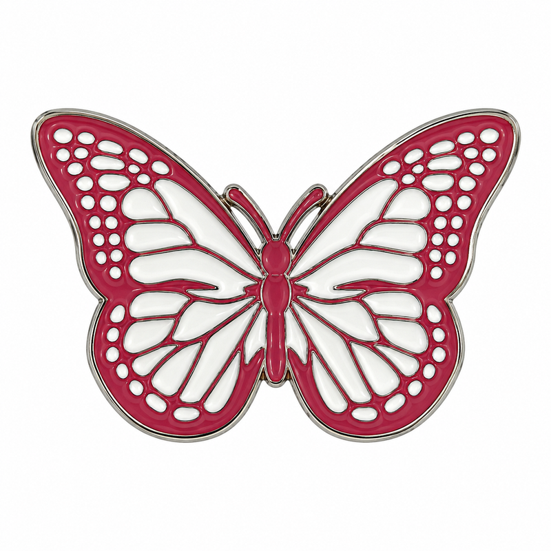 Pink White Butterfly — Metal Phone Sticker