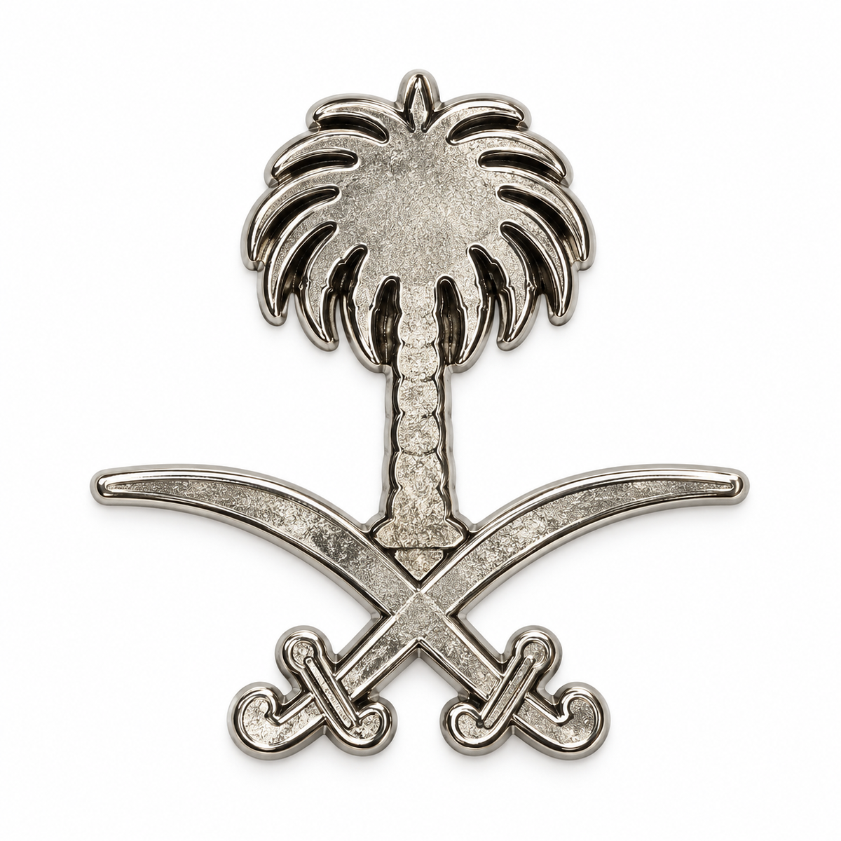 Saudi Emblem Silver — Metal Phone Sticker