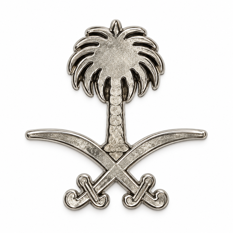 Saudi Emblem Silver — Metal Phone Sticker