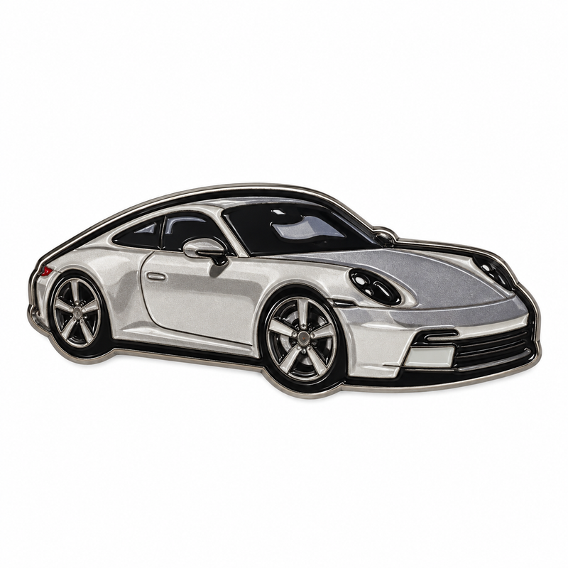 Silver Sports Car — Metal Phone Sticker