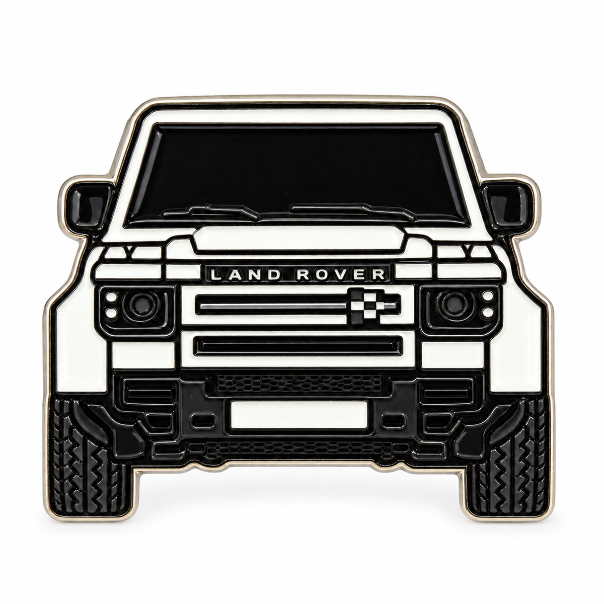 White Defender Front — Metal Phone Sticker