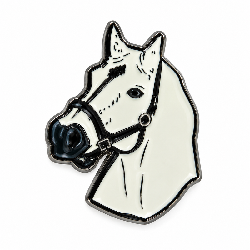White Horse Head — Metal Phone Sticker