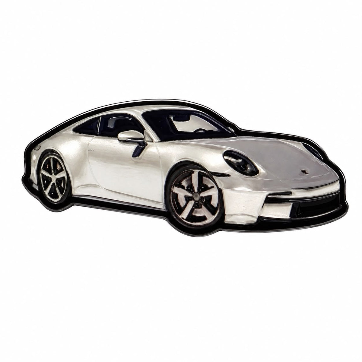 White Porsche 911 Sports Car - Metal Sticker